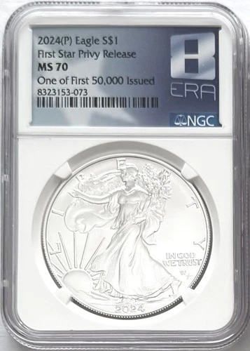 2024(P) SILVER EAGLE PHILADELPHIA MINT STAR PRIVY FIRST 50000 ISSUED NGC MS70