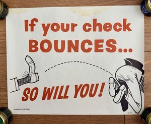 Harolds Club Casino Reno Poster 11 X 14 Home Party If Check Bounces So Will You