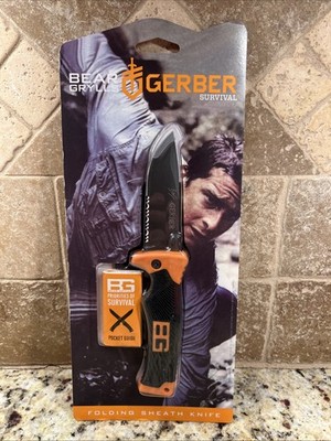 Gerber Bear Grylls Survival Series Folding 3.6'' Combo Blade Knife w/ Sheath NEW