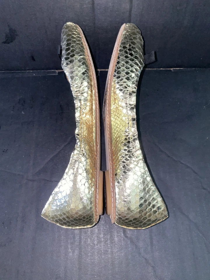 Zapatos planos de ballet Maloles hechos a mano 39/8,5 dorados de tela negra sin cordones España Foto 2 de 4