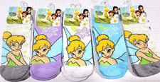 Disney Fairies TINKERBELL Ankle Socks 5 Pairs Girls 6-8 1/2, New