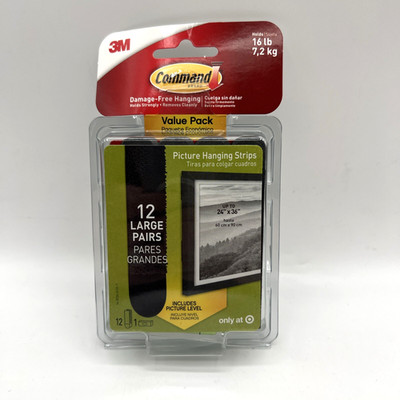 3M Command Strips 12 Large Picture Poster Hanging Black Includes Level 1 Pack