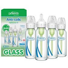 Anti-Colic Options Narrow Glass Baby Bottle with Level 1 Slow Flow Nipple, Bpa-