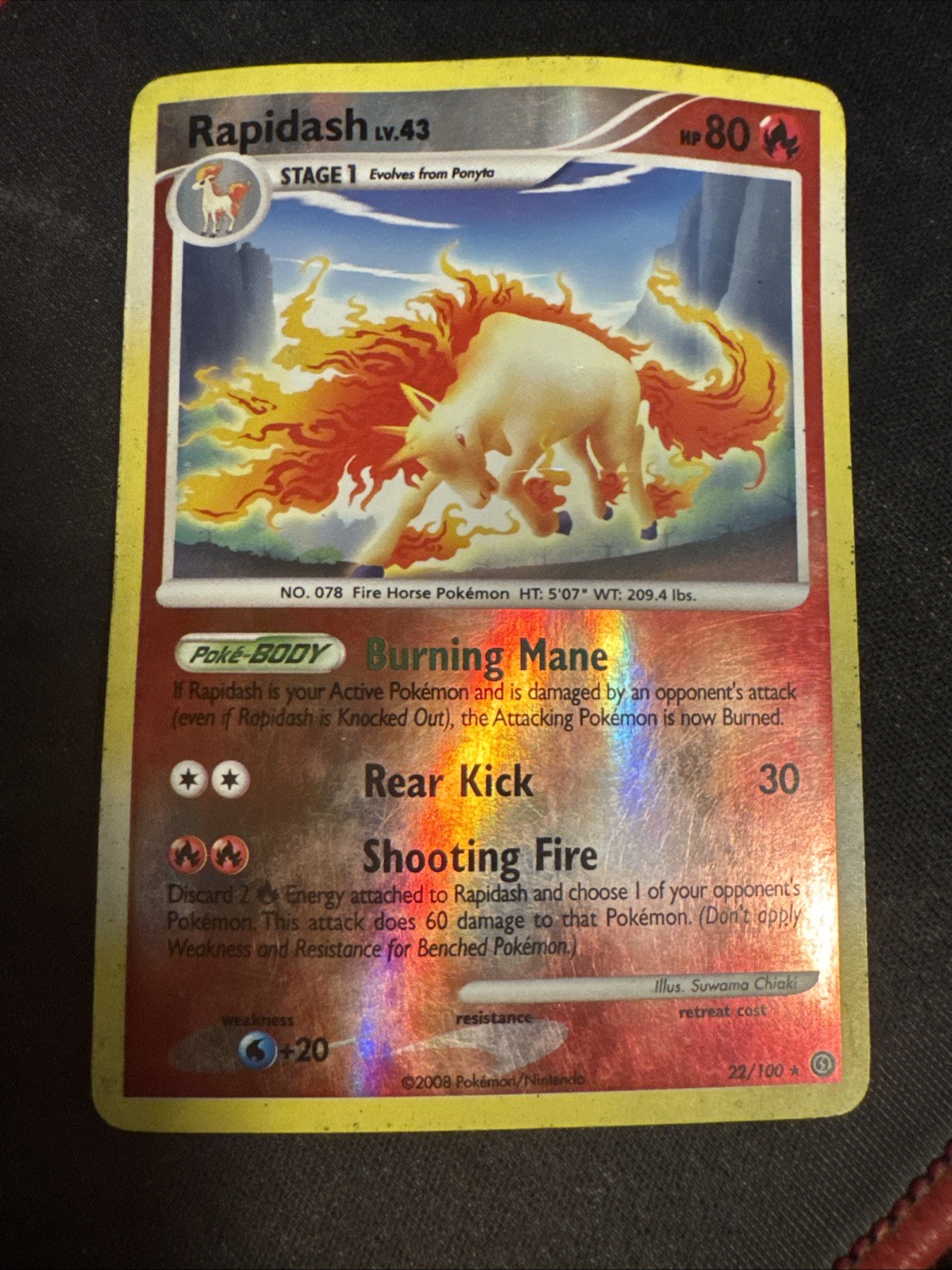 Rapidash 22/100 D&P Stormfront Reverse Holo Rare Pokemon Card 