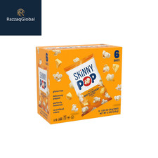 SkinnyPop Popcorn, White Cheddar, Whole Grain, Dairy-Free Snack, 0.65oz Bags 6ct