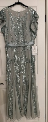 R&M Richards Women's Regular Size 18 Sage Sequin Mother of the Bride Dress