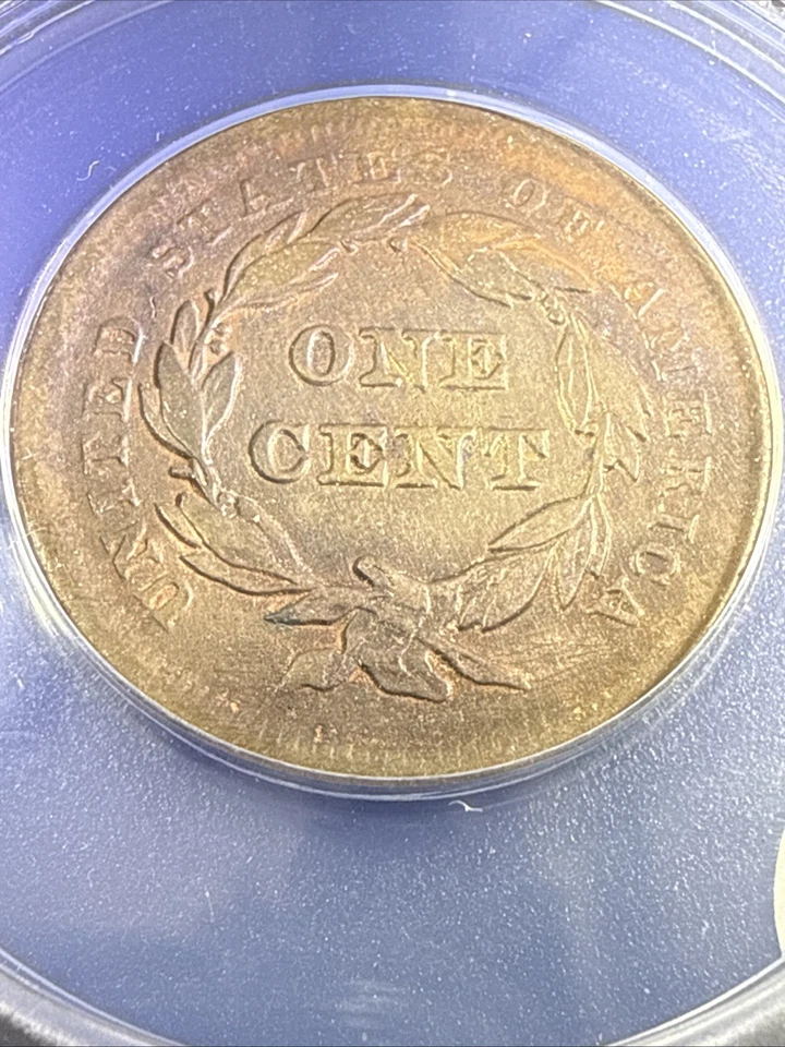 Centavo grande cabello trenzado 1842 fecha pequeña ANACS XF40 Dtls K111 Foto 3 de 4