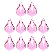 K9 Crystal Teardrop Beads, 10 Pack 38mm Chandelier Prisms Leaf Pink