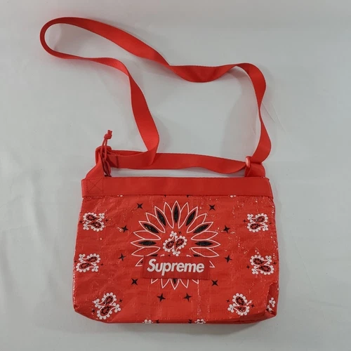 Sac zippé bâche imprimé bandana suprême logo boîte de sang bandana rouge tissé