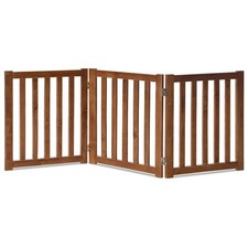 LZRS 3-Panel Wooden Freestanding Foldable Dog Gate - 24" High Step-Over Pet Barr