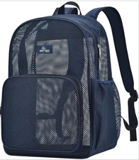 Mesh Backpack for School Beach Swimming Outdoor Fitness, Heavy Duty Mesh Bookbag