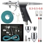 0.3mm/0.5mm /0.8mm Airbrush Kit Air Brush Spray Gun Dual Action Art Paint Crafts