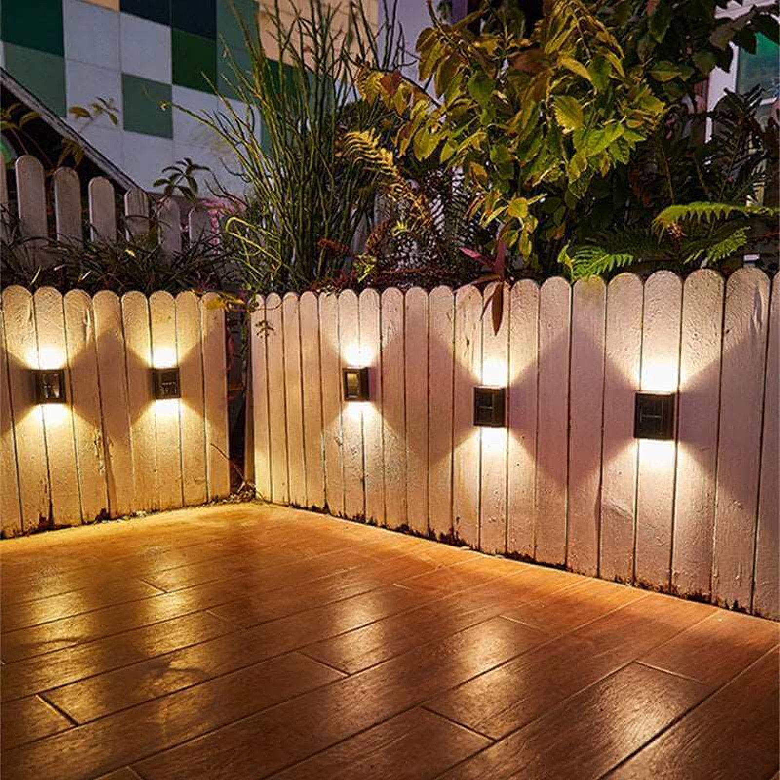 2PCS Solar Lights Up And Down Wall Lamp For Outdoor Fence Decoration Convex Mirr