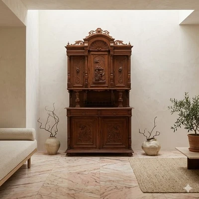 Antike Anrichte Neo-Renaissance Stil Esche Frankreich XIX Jhd Originell - Bild 1 von 4