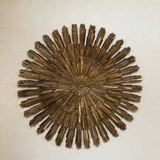 Rare Vintage Art Deco Mid Century Brutalist Starbust Sunburst Wall Sculpture Art