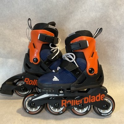 Rollerblade Microblade Kids Midnight Blue/Orange Adjustable Size US 11-1 Used