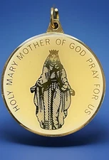 Catholic Daughters Of America Miraculous Mary  Encased Glass Religious Medal