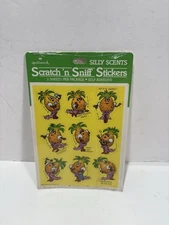 Hallmark Vintage 1983 Scratch Sniff Stickers 80s Silly Pineapple 2 Sheets SEALED