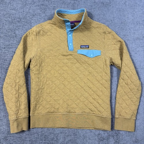 Patagonia Jacket Mens XS Quilt 1/4 Snap T Sweater Sweatshirt Pullover Orange