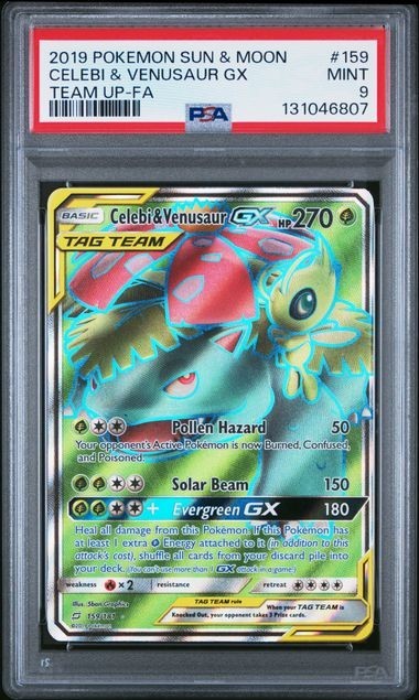 PSA 9 - 2019 Pokemon Team Up Celebi & Venusaur GX #159