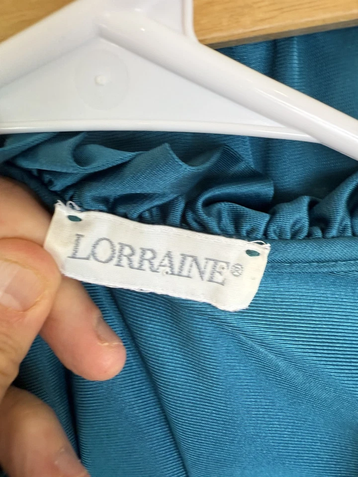 Vintage Lorraine Nightgown Womens 2X Lace Trim Button Front Robe Antron USA 90s - Image 4 of 4