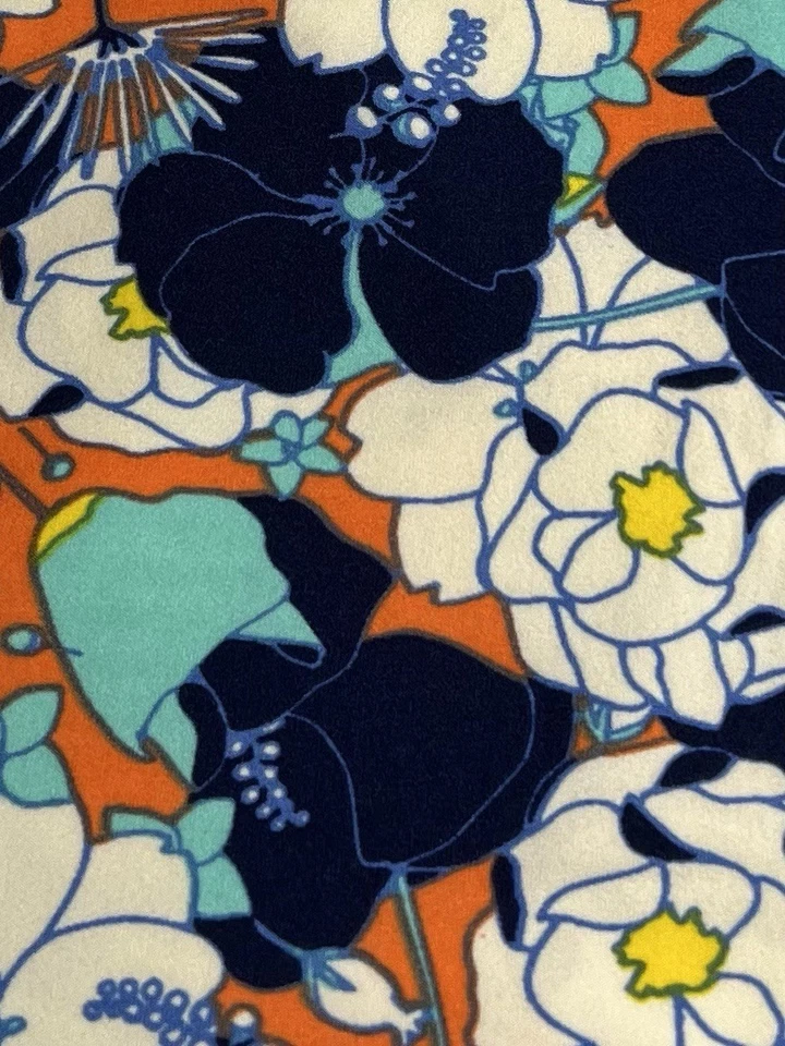 LuLaRoeLeggings TC2 Tall Curvy 2 OUTONO OUTONO LARANJA Azul PEÔNIA Divertida Flor Retrô - Imagem 2 de 4