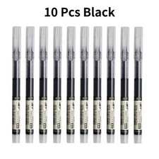 10 x Black Gel Pens Fine 0.5mm Rollerball Smooth Ink Writing Pen Bulk Pack UK