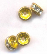 20 perles  Rondelles strass 4.5 mm crystal  et or
