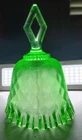 Vintage Fenton Sticker Green Diamond Optic Fluted Scalloped Diamond Handle Bell