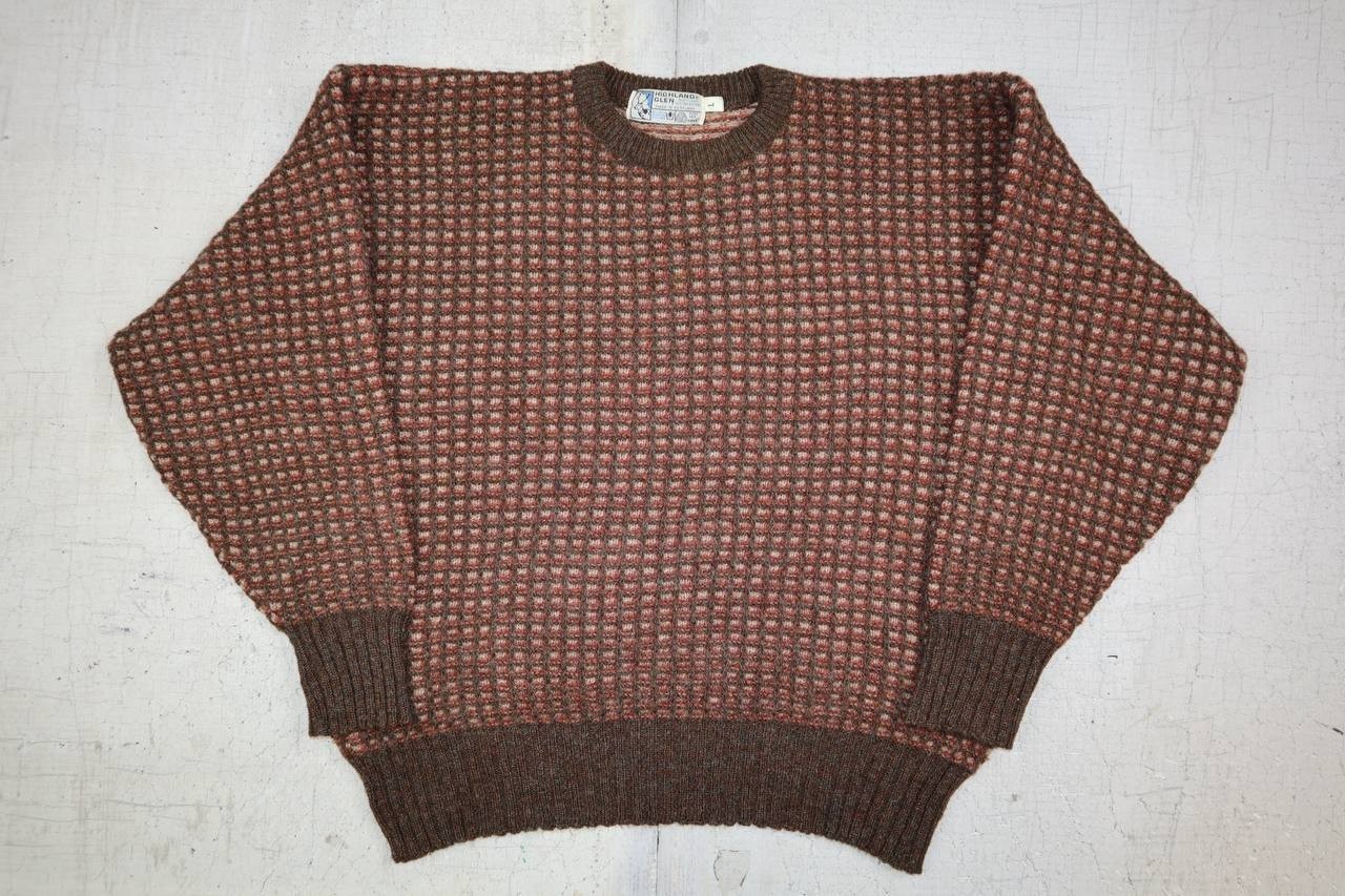 HighLand Craft 100% Wool Sweater Made in Scotland Size Large Brown