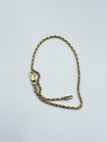 GOLD 10KT YELLOW GOLD 7.75" ROPE CHAIN BRACELET 1.6 mm WIDE 2.2g - Picture 2 of 10
