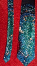 Spencer & Lowe Multicolor Geometric Golf Neck Tie 100% Silk Made In USA