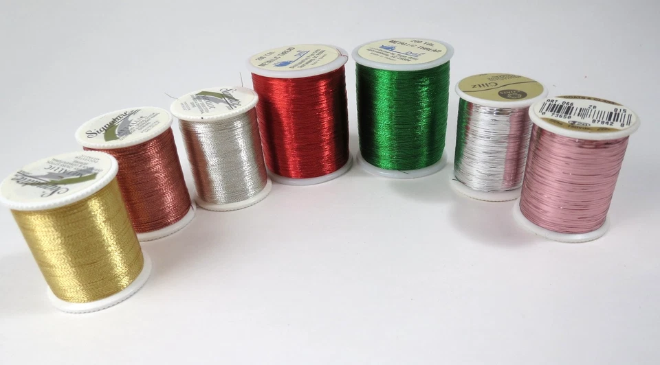 Dritz and Signature Metallic Thread Spools Lot & Glitz Metallic Foil - Image 2 of 3