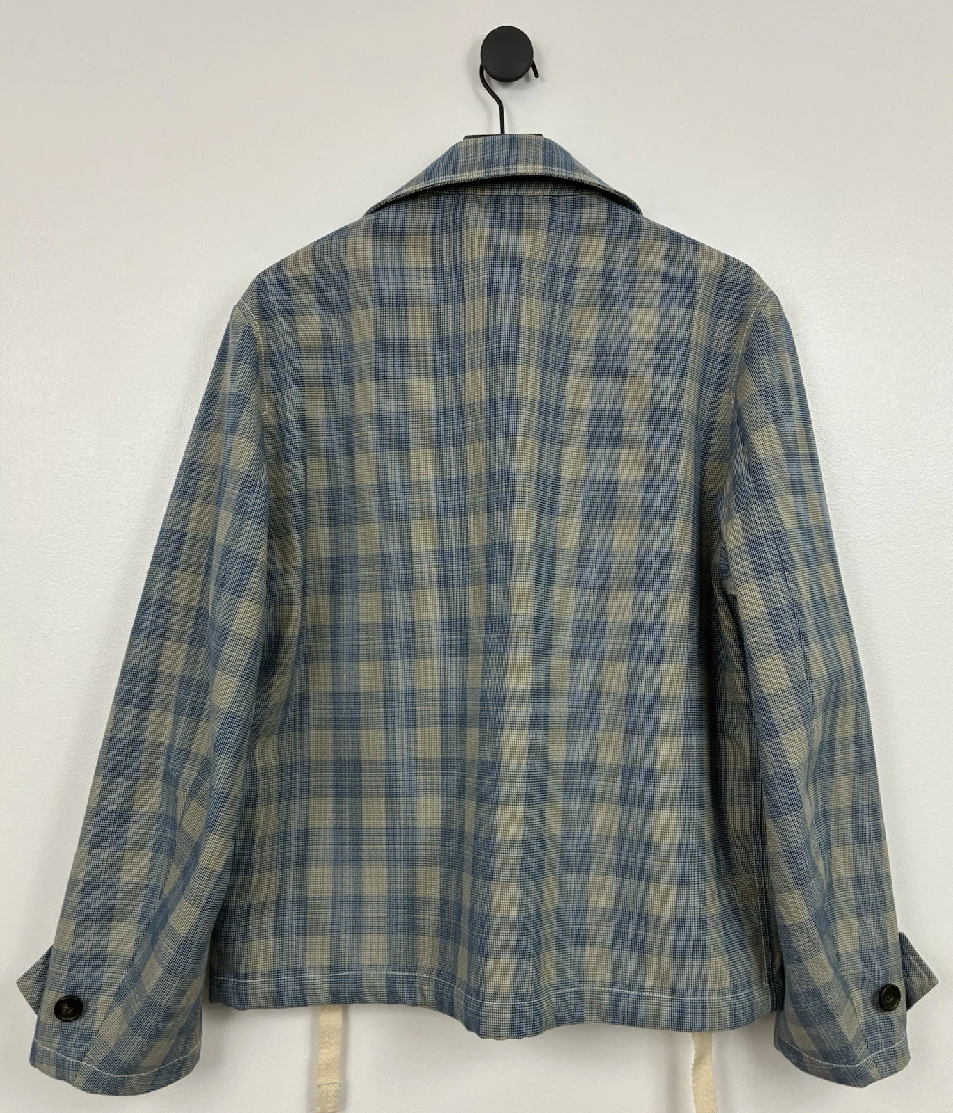 Acne Studios Plaid Jacket Blue & Taupe Two-Way Zipper Size 48 - product detail image 2