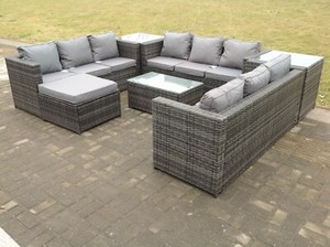 Rattan Garden Furniture Set Corner Sofa Table 10 Seater Outdoor