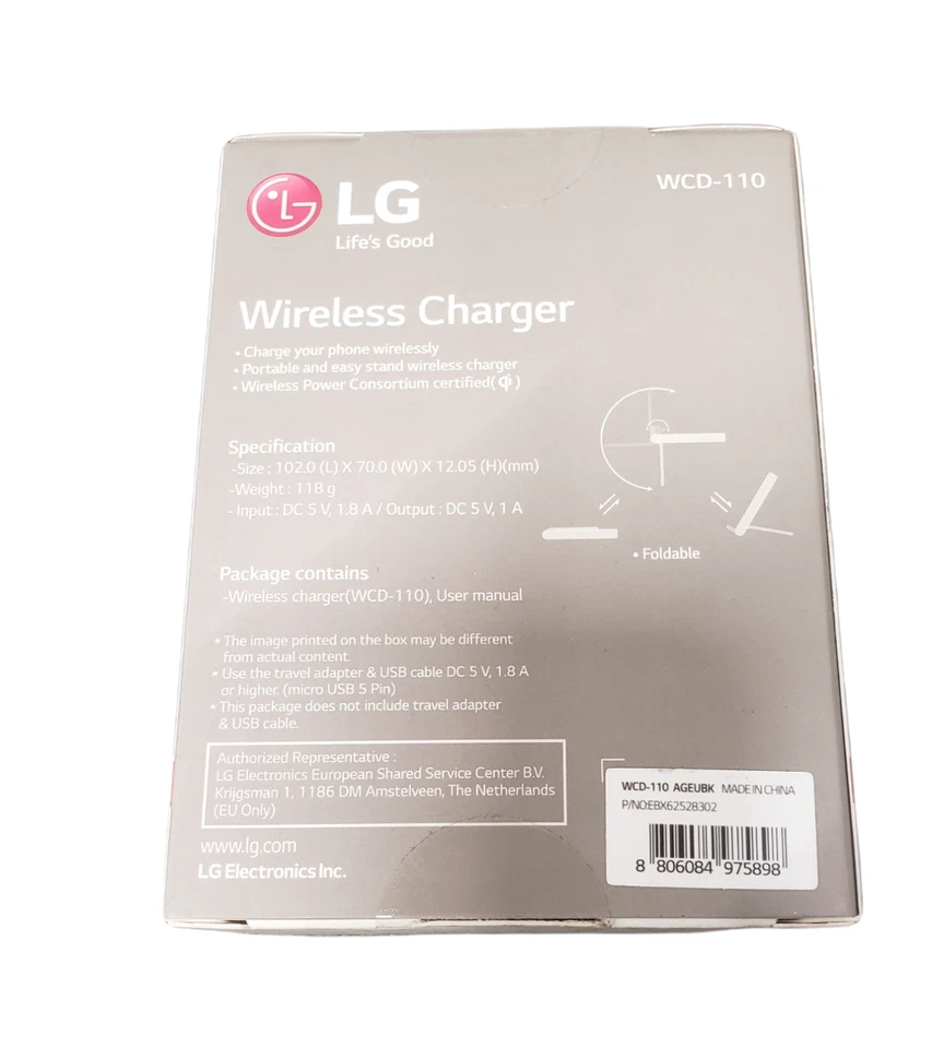 WCD-110 Genuine LG Black Wireless Charger Charging Plate Desktop Dock WCD110 - Image 2 of 3