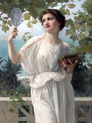 ADMIRING BEAUTY G. Seignac girl woman Tile Mural Wall Backsplash Marble Ceramic