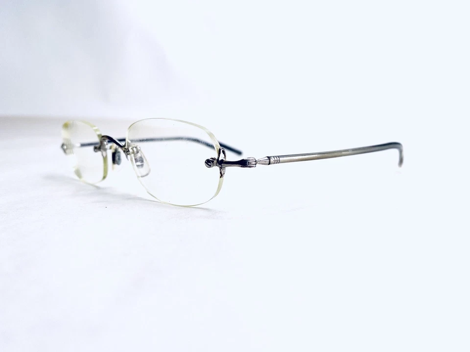 Oliver Peoples Rectangular Silver Rimless Glasses w Sunglass Clip 48 16 135 - Image 4 of 4