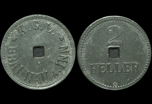 POW CAMP - WWI: 2 Heller. KGL KRIEGSGEFANGENENLAGER BRAUNAU am INN / ÖSTERREICH.
