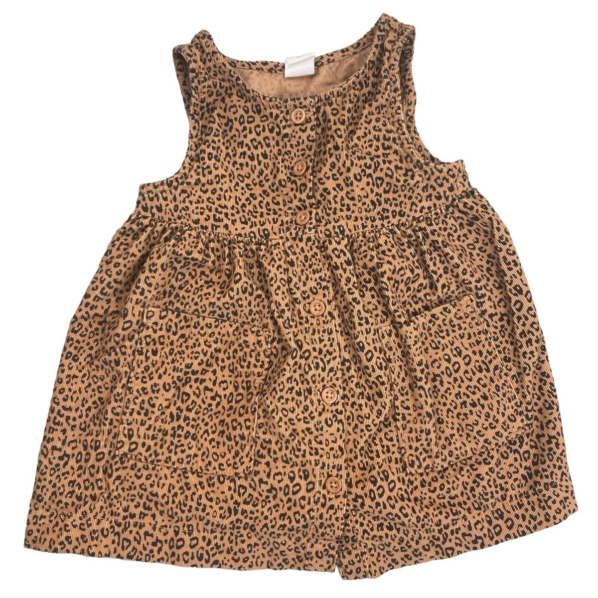 Baby Gap 12-18 Months Brown Cheetah Print Corduroy Dress 100% Cotton