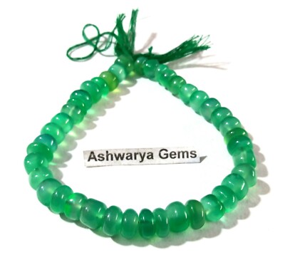 101Ct 1 Strand Natural Green Onyx 7-8mm Smooth Rondelle Gemstone Beads 9''Inch