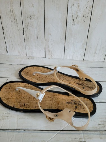 ADORABLE KATE SPADE FLIP FLOP SANDLES BUCKLES AROUND ANKLES SIZE 11 NUDE AND... - Picture 6 of 8