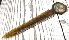 Vtg Wisconsin Dells Stand Rock Souvenir Ruler Letter Opener Brown Marble Lucite