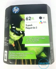 GENUINE 2-PACK HP 62XL BLACK & COLOR INK CARTRIDGES OFFICEJET 5740 SEALED 2027