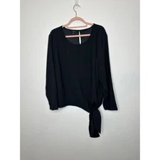 Torrid Top 3X Black Blouse Plus Side Tie Career Office Professional Lightweight