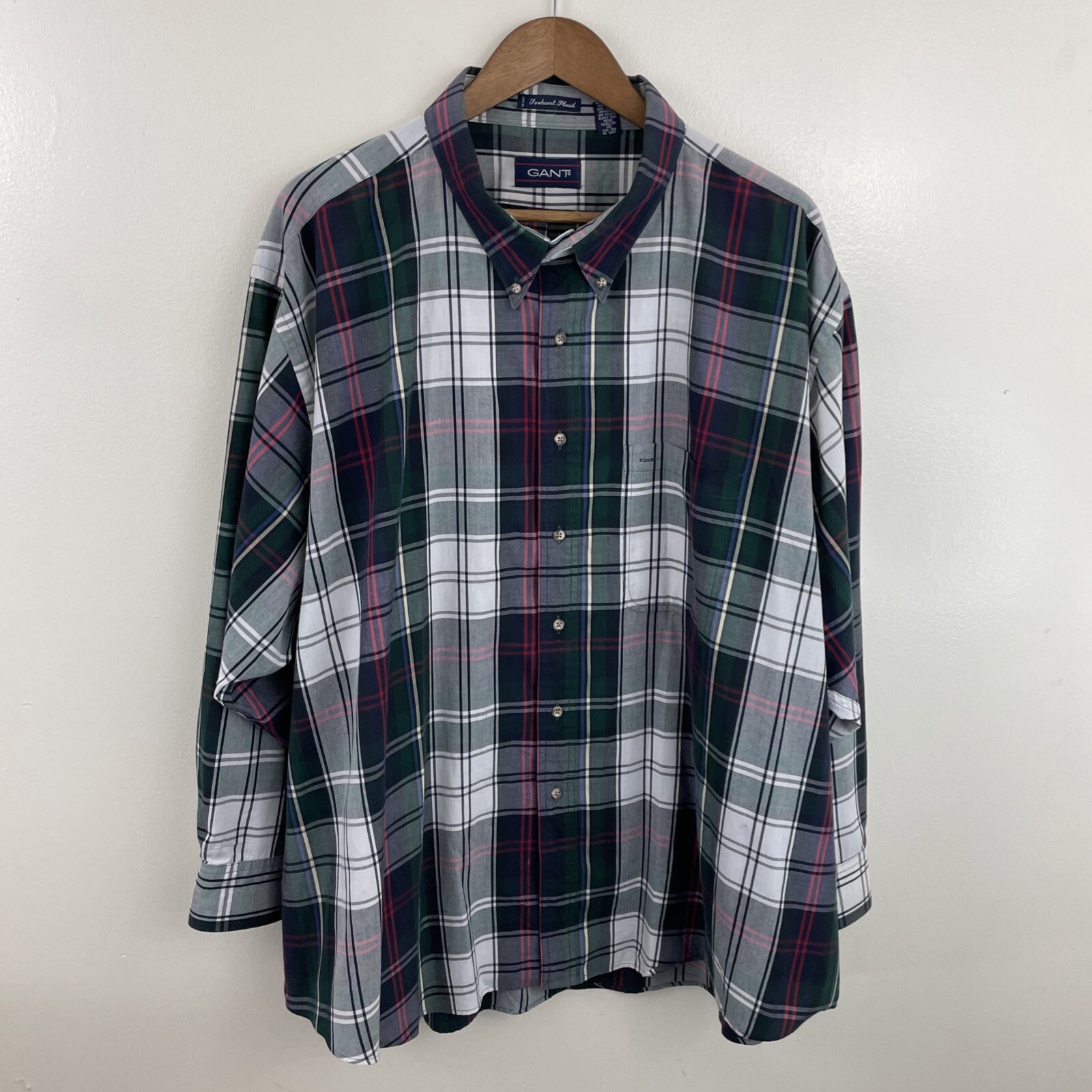 GANT Shirt Men 4XB Big 4X Multicolor Foxhunt Plaid Long Sleeve Button Down *READ