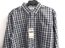Wrangler Riata Long Sleeve Plaid Shirt, 112346244, Light Weight, Black
