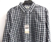 Wrangler Riata Long Sleeve Plaid Shirt, 112346244, Light Weight, Black
