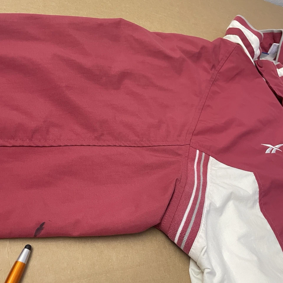 Chaqueta cortavientos Reebok vintage adulto XL roja botón a presión cremallera completa años 90 Y2K para hombre Foto 2 de 4