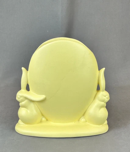 Royal Haeger Art Deco 75th Anniversary Yellow Double Rabbit 7" Vase c. 1946